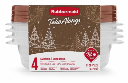 Rubbermaid Take Alongs Containers, with Lids, Square, 2.9 Cup, Household