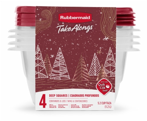 Rubbermaid® Take-Along® Holiday Deep Square Containers & Lids Perspective: front