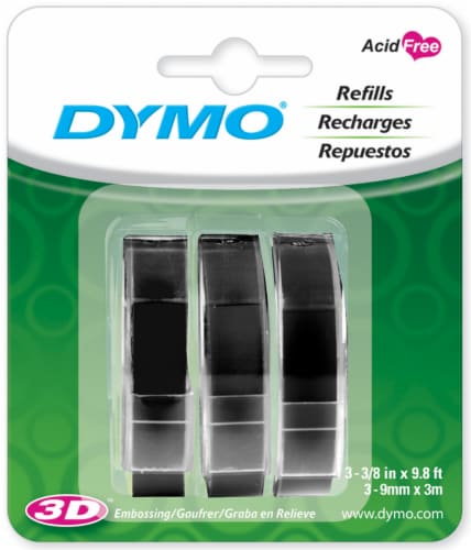 Dymo Caption Maker Tape Refill 3/8 X9.8 Feet 3/Pkg-Black, 1 count - Foods  Co.