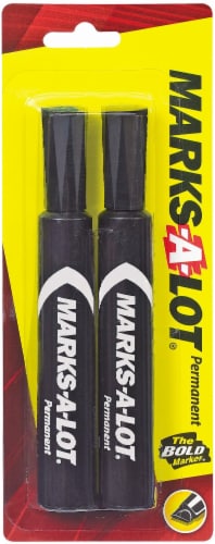 Marks-A-Lot Permanent Markers, Large Desk-Style size, Chisel Tip, 12 Black Markers - Avery