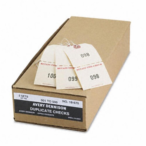 Avery® Duplicate Auto Park Tags, 1-500, 4.75 x 2.38, Manila, 500/Box 18670 Perspective: front