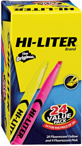 Avery Hi-Liter Pen Style Highlighter Value Pack - 24 Pack - Yellow/Pink Perspective: front
