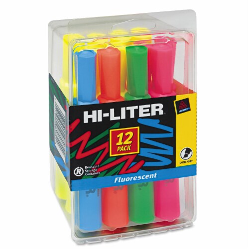 Avery Hi-Liter Fluorescent Desk Style Chisel Tip Highlighters - Assorted Perspective: front