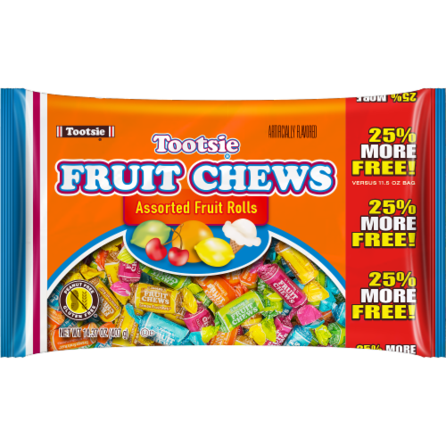 Tootsie Fruit Chews Assorted Fruit Rolls Perspective: front
