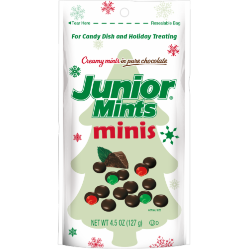 Junior Mints Christmas Minis Mint Filled Dark Chocolate Perspective: front