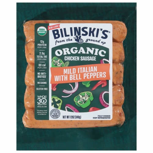 Bilinski’s® Organic Mild Italian with Bell Peppers Chicken Sausage Links