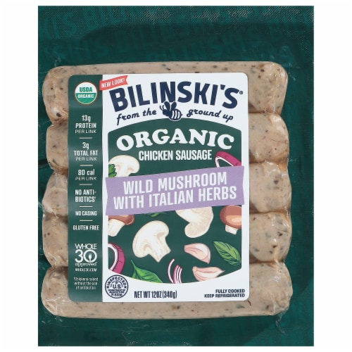 Bilinski’s® Organic Wild Mushroom with Italian Herbs Chicken Sausage Links