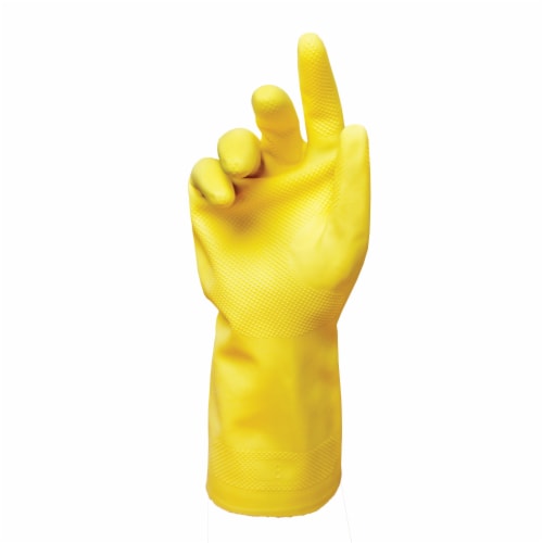 Libman® All-Purpose Latex Gloves - Medium - Yellow Perspective: front