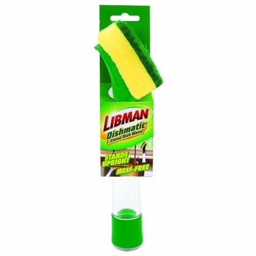 Libman Soap Dispensing Glass & Dish Wand w/Scrub-brush & 2 Sponge Refills