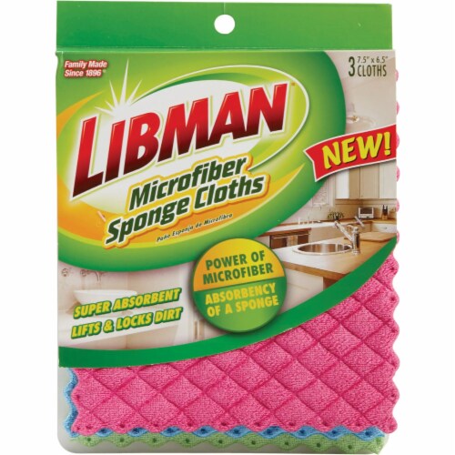 Libman 10 In. x 7 In. Microfiber Sponge Cloth (3-Count) 2103 Perspective: front
