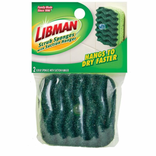 Libman 3.5 In. x 3.5 In. Green Scrub Sponge (2-Count) 2106 Perspective: front