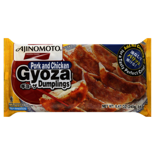 Ajinomoto Pork and Chicken Gyoza Dumplings Perspective: front