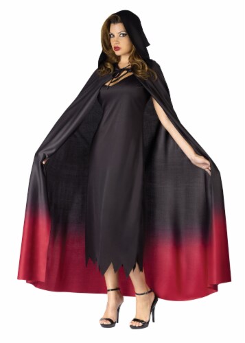 Fun World Ombre Hooded Cape -  Black / Burgandy Perspective: front