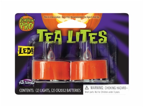 Fun World Pumpkin Pro LED Tea Lites - Orange Perspective: front