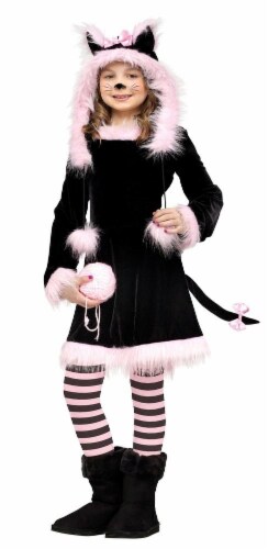 Fun World Children's Large (10-14) Pretty Kitty Costume - Black/Pink Perspective: front