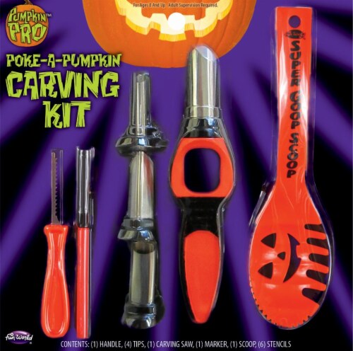 Fun World® Pumpkin Pro Poke-A-Pumpkin-Carving-Kit - 14 Piece - Orange Perspective: front