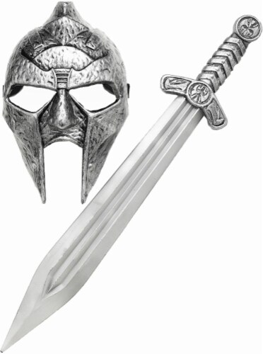 Holiday Times Gladiator Mask and Sword Set - Silver Perspective: front
