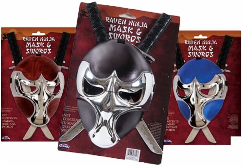 Fun World Raven Ninja Mask and Swords - Red / Silver Perspective: front