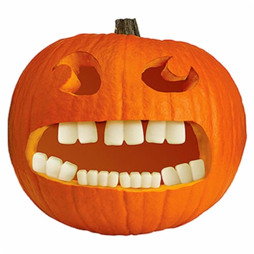 Fun World Pumpkin Pro® Glow in the Dark Pumpkin Buck Teeth Set Perspective: front