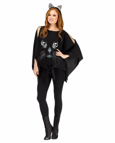 Fun World Adult Cat Print Poncho Perspective: front