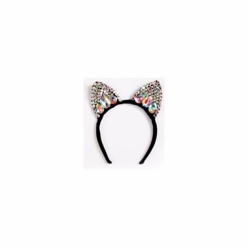 Fun World Jeweled Cat Ear Headband Halloween Costume Accessory Perspective: front