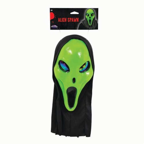 Fun World Green Alien Spawn Mask + Shroud Perspective: front