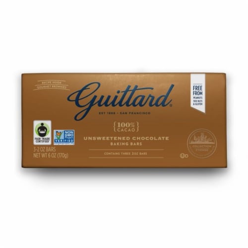 Guittard® 100% Cacao Unsweetened Chocolate Baking Bar Perspective: front
