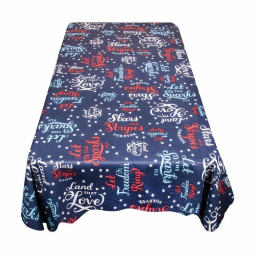 Carnation Home Fashions DFLN-90-US 52 x 70 in. USA Vinyl Flannel Backed Tablecloth in Red, Wh Perspective: front