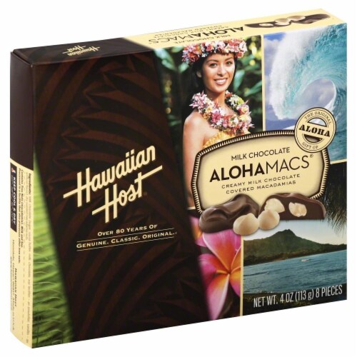 Hawaiian Host AlohaMacs Milk Chocolate Macadamia Nuts Perspective: front