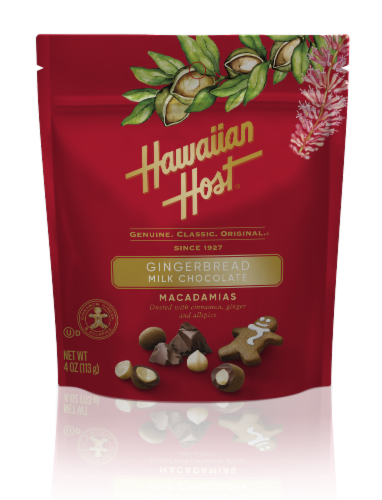 Hawaiian Host Gingerbread Milk Chocolate Macadamias Perspective: front