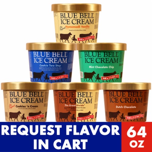 Blue Bell® Gold Rim Assorted Flavors Ice Cream Tub Perspective: front