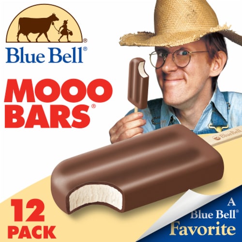 Blue Bell® Mooo Bars® Chocolate Coated Vanilla Frozen Dairy Dessert Bars Perspective: front