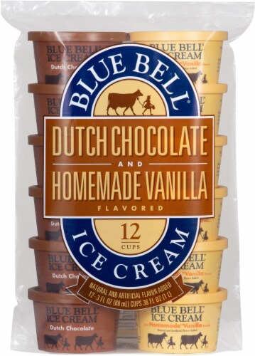 Blue Bell® Dutch Chocolate and Homemade Vanilla Ice Cream Cups Perspective: front