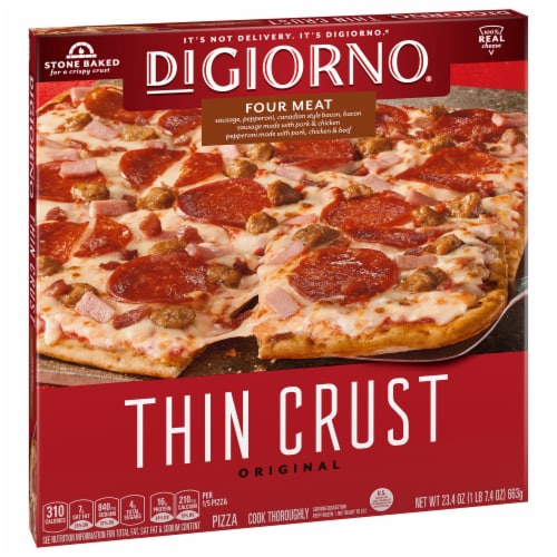 DIGIORNO Original Thin Crust Four Meat Frozen Pizza Perspective: front