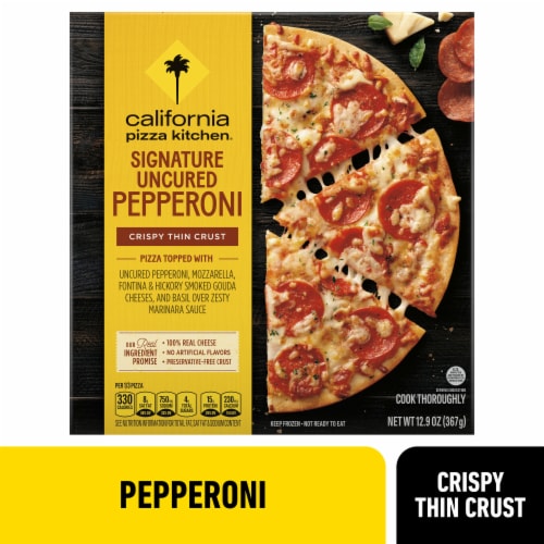 California Pizza Kitchen Signature Uncured Pepperoni Crispy Thin Crust Frozen Pizza Perspective: front