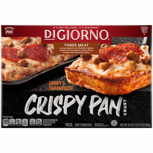 DIGIORNO Frozen Pizza - Three Meat Pizza - Crispy Pan Pizza Crust Perspective: front