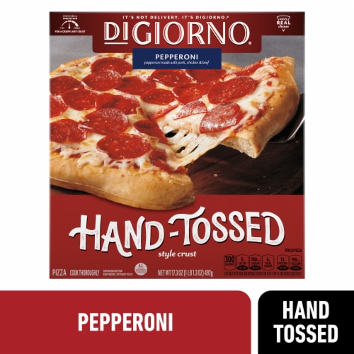 DiGiorno Frozen Pizza Pepperoni Pizza Hand-Tossed Style Crust Frozen Perspective: front
