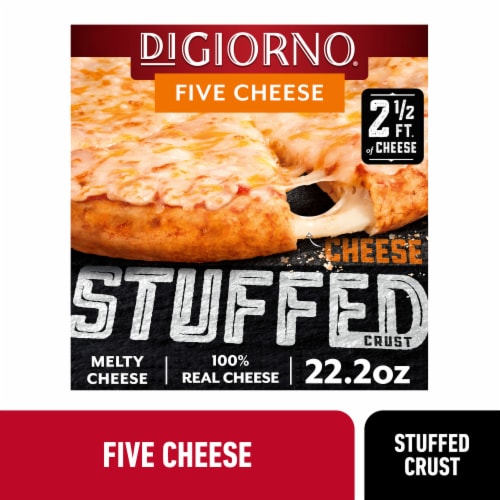 DIGIORNO Five Cheese Frozen Pizza on a Cheese Stuffed Crust Perspective: front