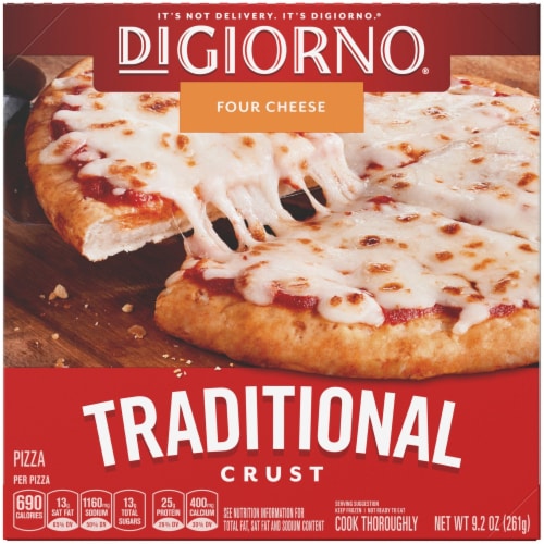 DIGIORNO, Traditional Crust Four Cheese Pizza, 6.5 inch, 9.2 oz. (10 count) Perspective: front