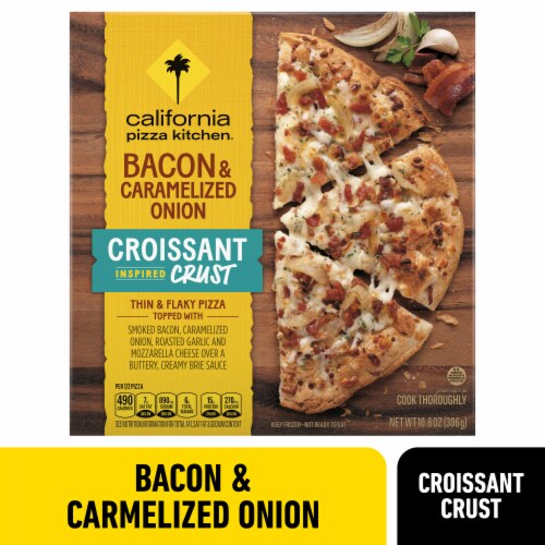 California Pizza Kitchen Bacon and Caramelized Onion Croissant Crust Frozen Pizza Perspective: front