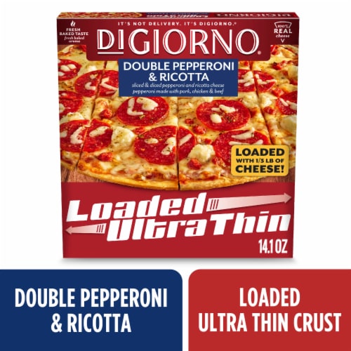 DIGIORNO Loaded Ultra-Thin Double Pepperoni & Ricotta Pizza Perspective: front