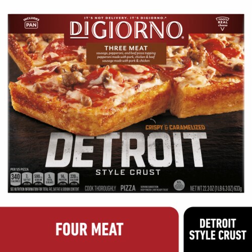 DiGiorno Detroit Style Crust Three Meat Pizza Perspective: front
