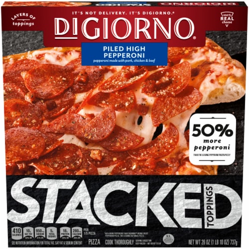 DIGIORNO Stacked Toppings Piled High Pepperoni Frozen Pizza Perspective: front
