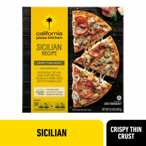 California Pizza Kitchen Sicilian Crispy Thin Crust Frozen Pizza Perspective: front
