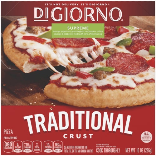 DIGIORNO, Traditional Crust Supreme Pizza, 6.5 inch, 10 oz. (10 count) Perspective: front