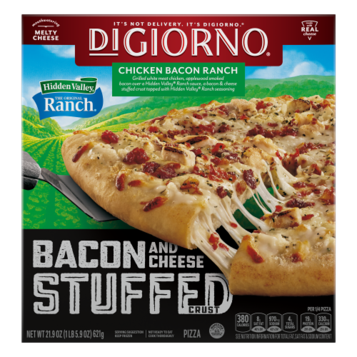 DIGIORNO Bacon & Cheese Stuffed Crust Chicken Bacon Ranch Rumble Frozen Pizza Perspective: front
