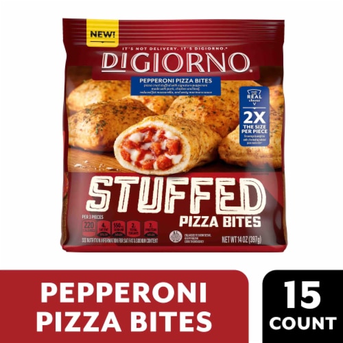 DIGIORNO Stuffed Pepperoni Pizza Bites Frozen Snacks Perspective: front