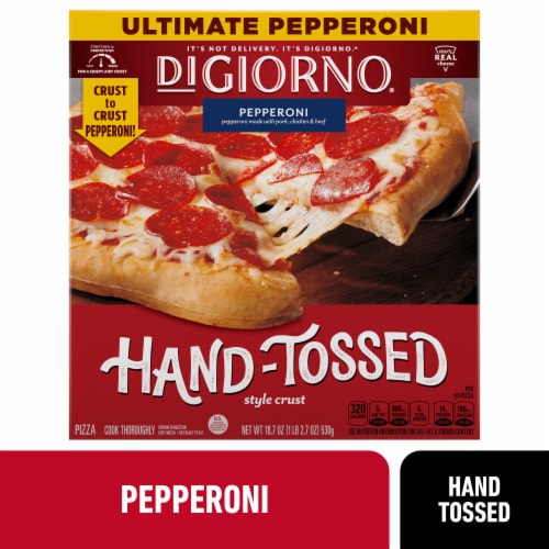 DIGIORNO Pepperoni Hand-Tossed Style Crust Frozen Pizza Perspective: front