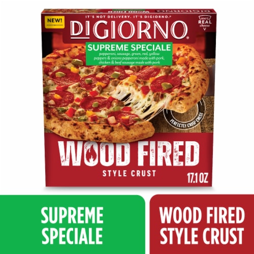 DiGiorno Supreme Special Pizza Wood Fired Style Crust Frozen Supreme Pizza Perspective: front