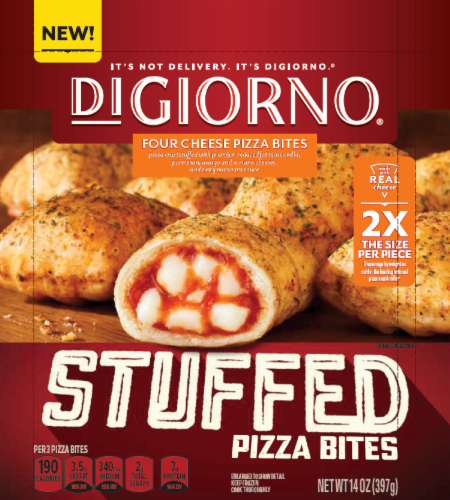 DIGIORNO® Pizza Bites, Four Cheese Pizza Frozen Snacks Perspective: front